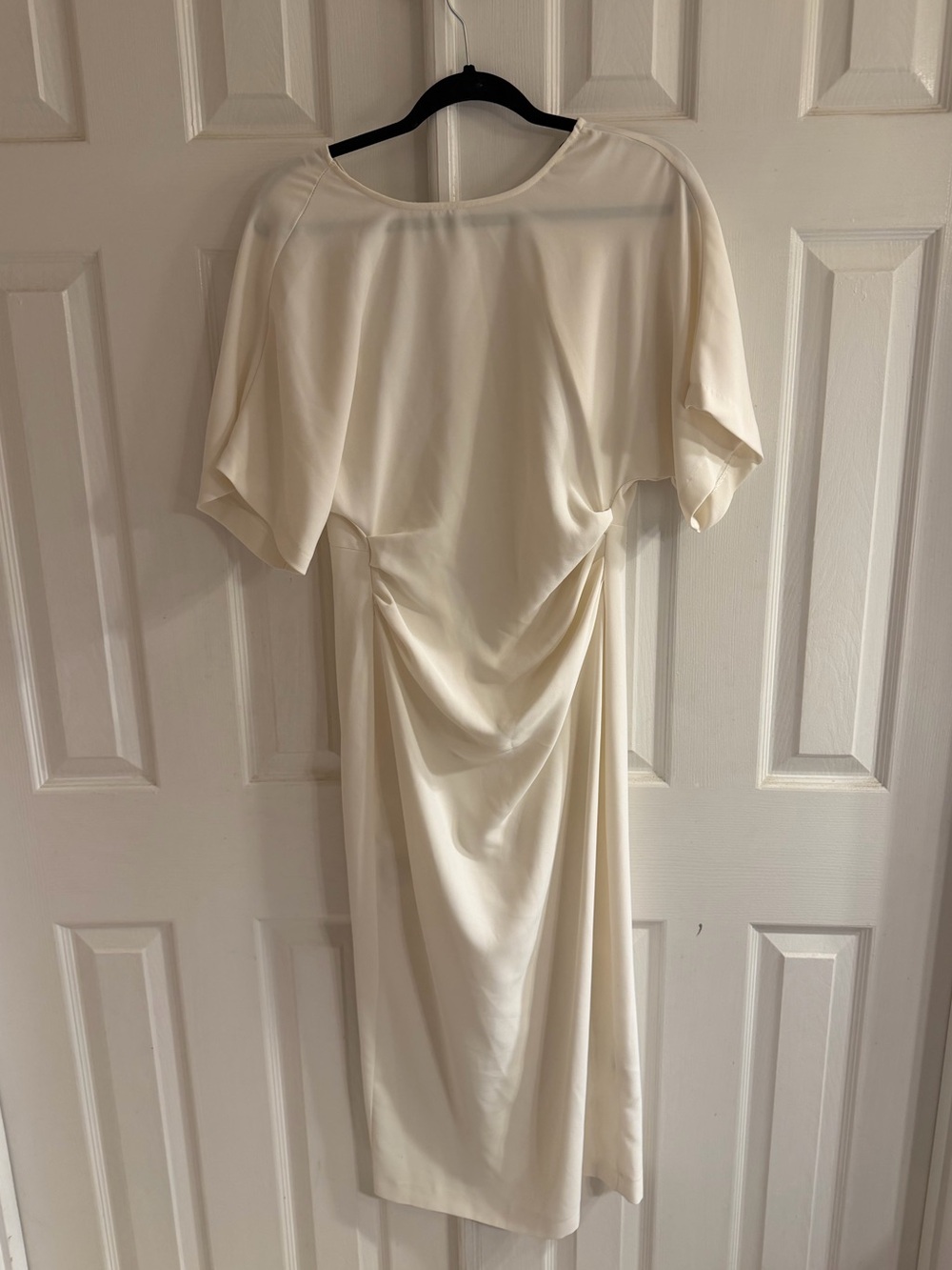 Zara Elegant Cream Draped Ruched Women’s Dress